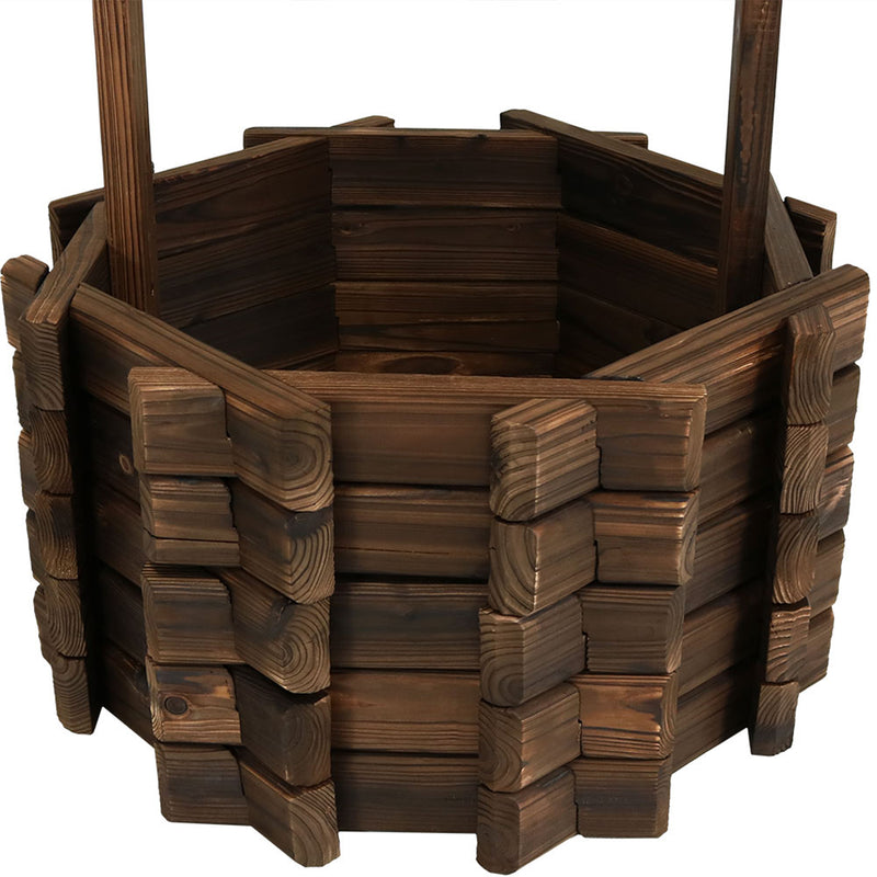 Sunnydaze Wood Wishing Well Outdoor Garden Planter - 45" H