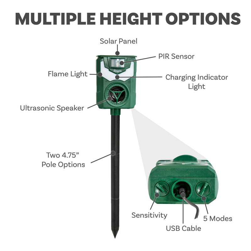 Sunnydaze Solar-Powered Animal Repellent with Flame Light