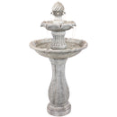 Sunnydaze 2-Tier Arcade Solar Outdoor Water Fountain with Battery Backup & LED Light - White Finish - 45" Tall