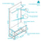 Image showing the overall product dimensions including height, depth and width.