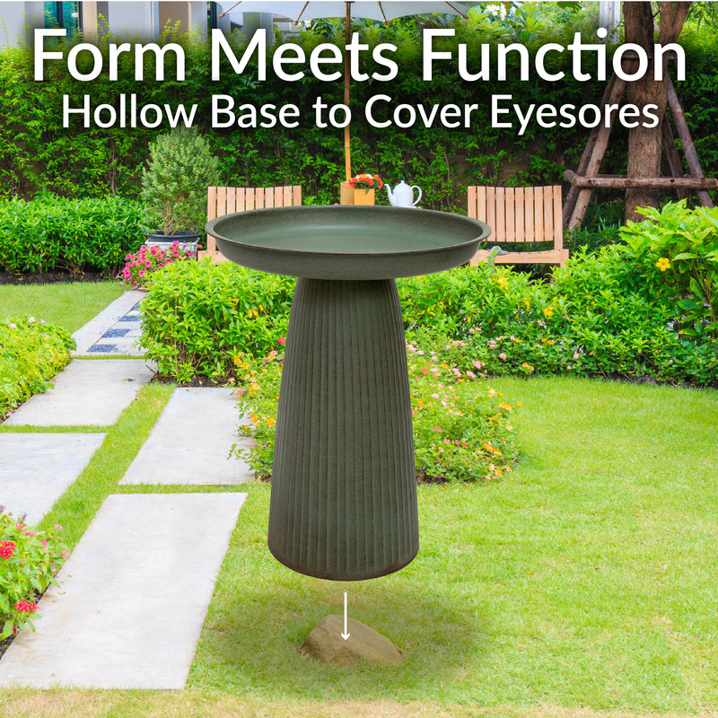 Sunnydaze Gleeful Garden Metal Outdoor Bird Bath - UV-Resistant Finish