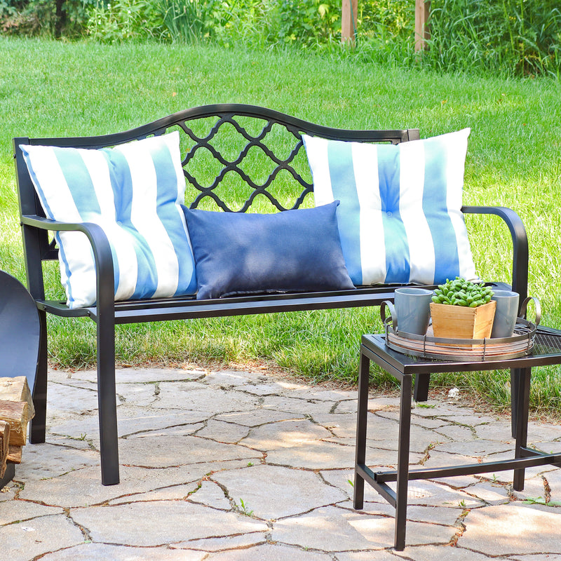 Sunnydaze 50" Outdoor Black Cast Iron Lattice Patio Bench
