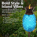 Sunnydaze Tropical Pineapple 3-in-1 Glass Outdoor Torches - Set of 2