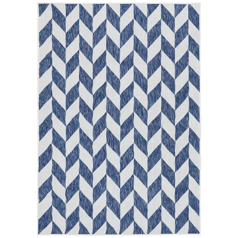 5x7 Sunnydaze Geometric Affinity Indoor/Outdoor Patio Area Rug in Steel Blue