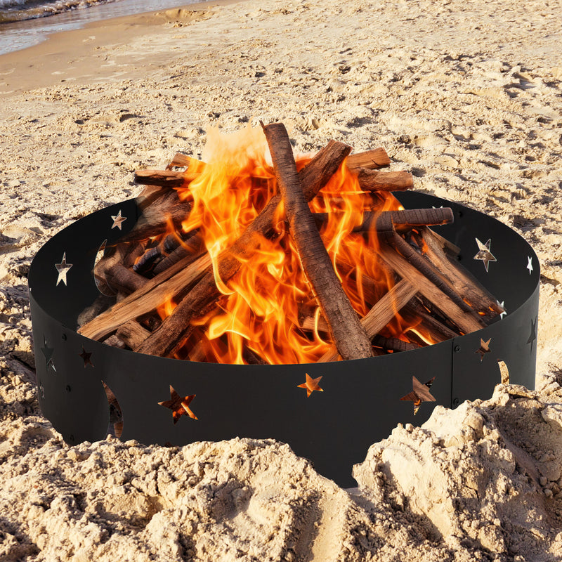 Sunnydaze Portable 36" Outdoor Fire Pit Ring with 360-Degree Cutouts
