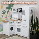 Sunnydaze Cozy Corner Wooden Play Kitchen Set with Accessories