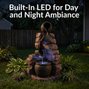 Sunnydaze Crumbling Bricks and Pots Solar Fountain with Battery Backup - 27"