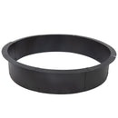 Black circular metal fire pit ring with a wide rim and open center, shown on a white background.