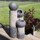 Sunnydaze Tiered Cascading Cups Solar Fountain with Battery Backup - 29"