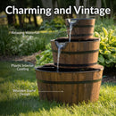 Sunnydaze Country Wood Barrel Water Fountain