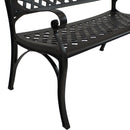 Sunnydaze 2-Person Checkered Cast Aluminum Metal Garden Bench - Black