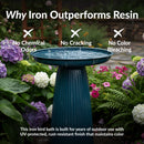 Sunnydaze Gleeful Garden Metal Outdoor Bird Bath - UV-Resistant Finish