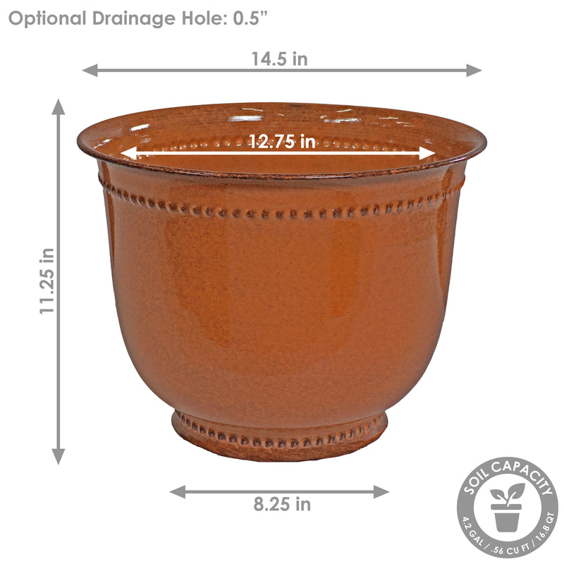 Sunnydaze Michael Metal Outdoor Plant Pots - 14.5"