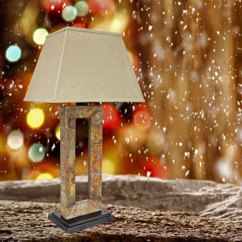 Sunnydaze Open Rectangle Side Table Lamp - Indoor or Outdoor - 31" H