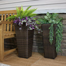 Sunnydaze Polyrattan Square Tall Wicker Planter