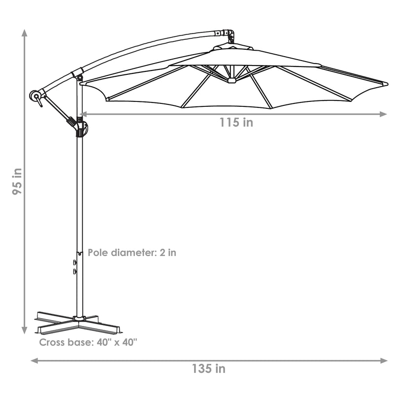 Sunnydaze 10' Offset Patio Umbrella with Cantilever and Cross Base