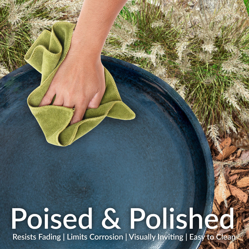 Sunnydaze Gleeful Garden Metal Outdoor Bird Bath - UV-Resistant Finish
