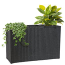 Sunnydaze 3-Section Wicker Planter Box - Black