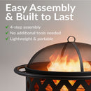 Sunnydaze Crossweave Wood-Burning Fire Pit with Spark Screen and Poker