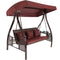 Sunnydaze Deluxe 3-Person Patio Swing with Canopy and Side Tables