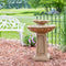 Sunnydaze Beveled Flower 2-Tier Outdoor Water Fountain & Bird Bath - 28"