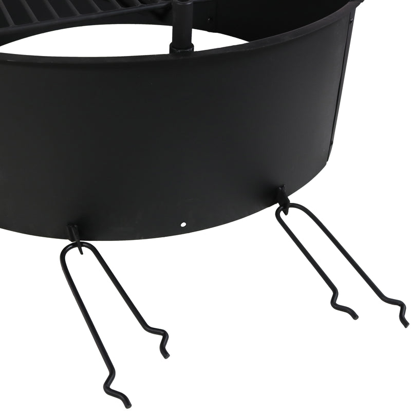 Sunnydaze 36" Metal Campfire Ring with Rotating Detachable Cooking Grate - Steel