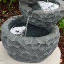 Sunnydaze 3-Tier Chiseled Basin Solar Powered Fountain for Garden, Patio, Yard or Balcony - Polyresin