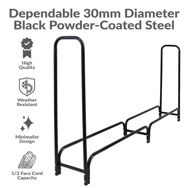 Sunnydaze Outdoor Firewood Log Rack with Cover Combo - Black