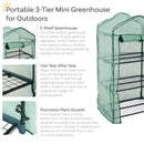 Sunnydaze Portable 3-Tier Mini Greenhouse for Outdoors - Green