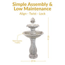 Sunnydaze 45" 2-Tier Arcade Solar Outdoor Water Fountain with LED