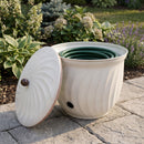 Sunnydaze Garden Hose Holder Pot with Lid for Outside