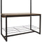 Sunnydaze Industrial Entryway Storage Bench with Coat/Shoe Rack - Brown - 67"