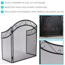 Sunnydaze Folding 3-Panel Steel Fireplace Screen with Scroll Design