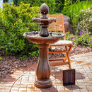 Sunnydaze 2-Tier Pineapple Solar Fountain with Battery Backup - 46" H
