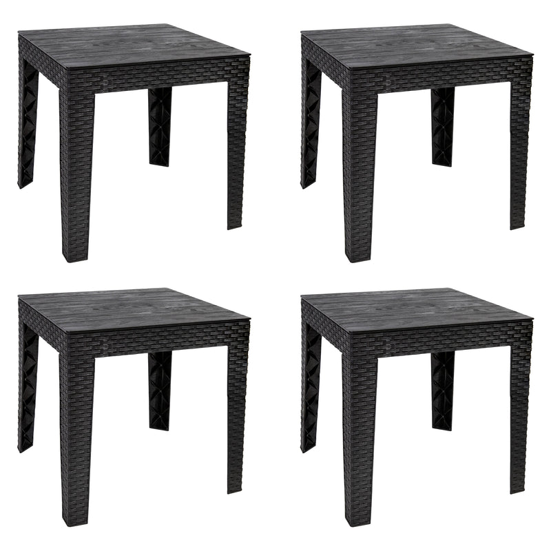 Sunnydaze 16.5" Square Patio Side Table with Faux Woodgrain Tabletop