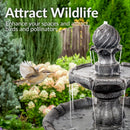 Sunnydaze 2-Tier Solar Outdoor Water Fountain with Battery Backup