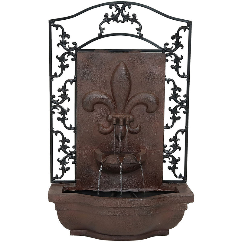 Sunnydaze French Lily Solar Outdoor Wall Fountain, Includes Solar Pump and Panel