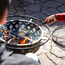 Sunnydaze Black Crossweave Wood Fire Pit with Cover, Spark Screen, Grate, and Poker