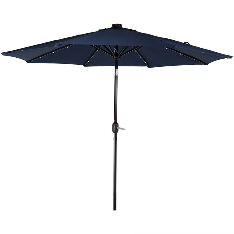 Sunnydaze Solar Powered LED Lighted Patio Umbrella with Tilt & Crank, 9 Foot