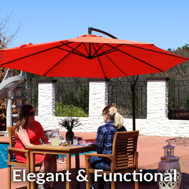 Sunnydaze 10' Offset Patio Umbrella with Cantilever and Cross Base - Beige