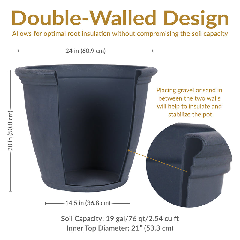 large plastic plant containers Sunnydaze Decor, Anjelica Outdoor Flower Pot Planter, Model DG-789-2PK