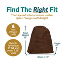 Flat-Top Artificial Garden Rock + Stakes dimension diagram showing the artificial boulder measuring 12.5 inches wide by 8.5 inches deep by 11 inches high and weighing 1.6 pounds. The included stakes each measure 1 inch wide by 12 inches high.