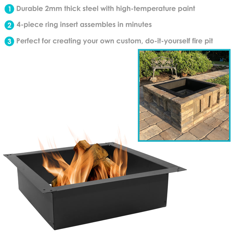 Sunnydaze Heavy-Duty Steel Square Fire Pit Insert