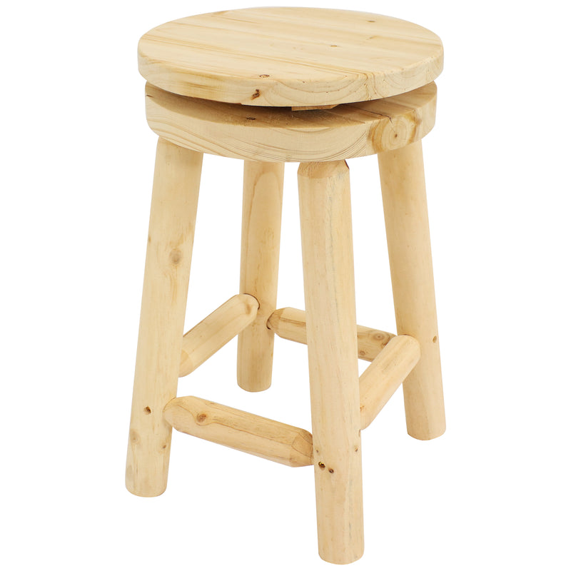 Sunnydaze Round Backless Wooden Swivel Bar Stool - 23.75" H