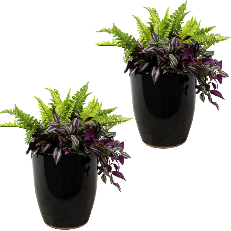 Sunnydaze Set of 2 Captivating Vista Ceramic Planters - 11"