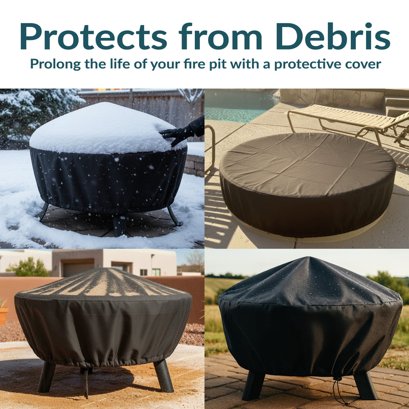 Sunnydaze Heavy-Duty Round Fire Pit Cover with Drawstring Closure