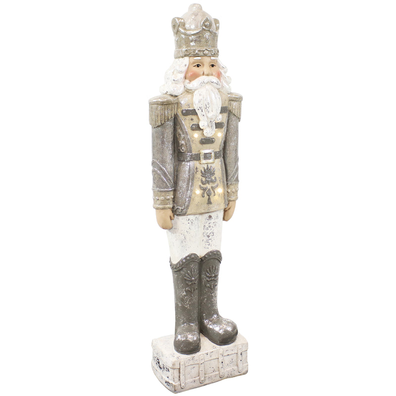 Sunnydaze Alexei the Defender Silver Nutcracker Statue with Lights - 36" H