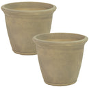 Anjelica Planter - 15.25 in (38 cm) - Beige, on a white background in a two pack