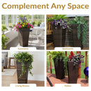 Sunnydaze Polyrattan Square Tall Wicker Planter