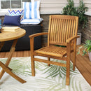 Sunnydaze Teak Wood Stackable Outdoor Patio Dining Chair